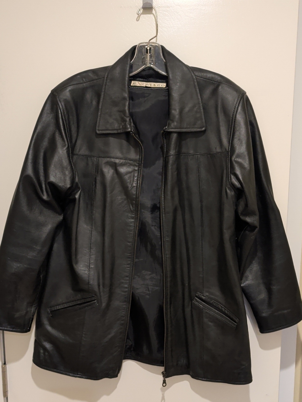 Black Leather Zip-Front Jacket